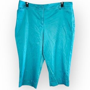 Cato Teal High Rise Crop Pants, Front Pockets, Faux Back Pockets, Size 20W